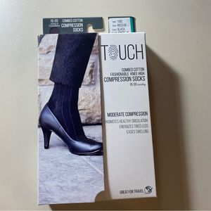 Touch Ladies' Fashionable Knee High Black Compression Socks #1062BL-Medium NWT